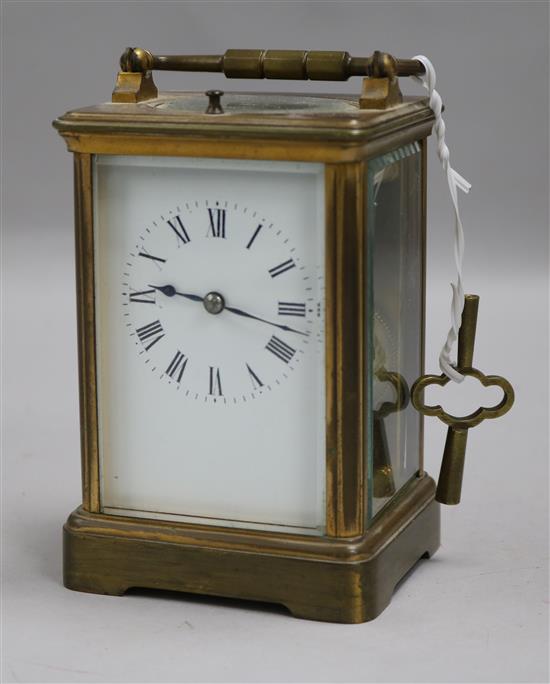 A brass carriage clock